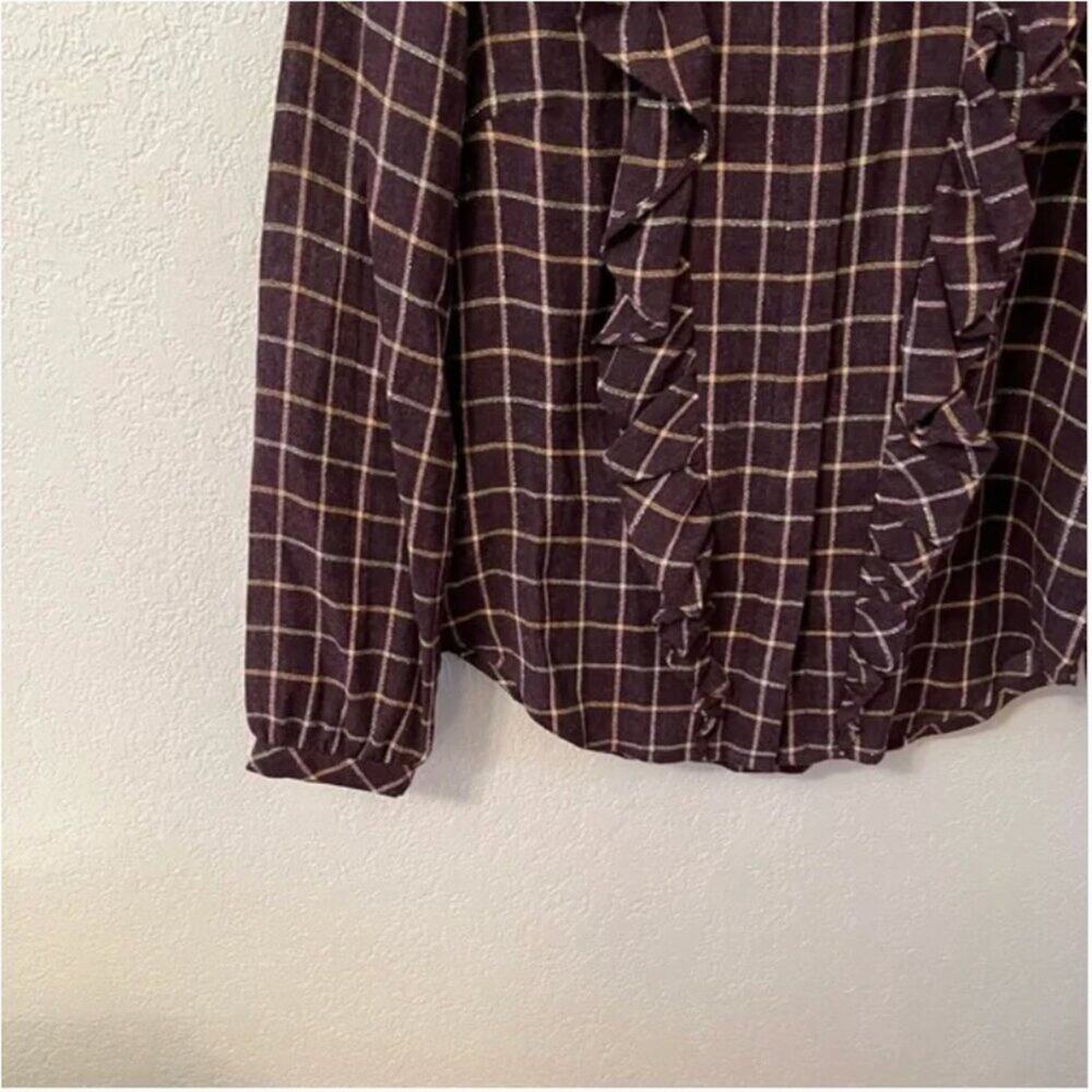 Madewell Plaid Ruffle Front Top - Picture 4 of 8